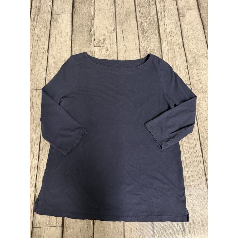 Women’s LOFT Outlet Boat Neck Tee 100% Cotton 3/4 Sleeve Sz Large Navy Blue